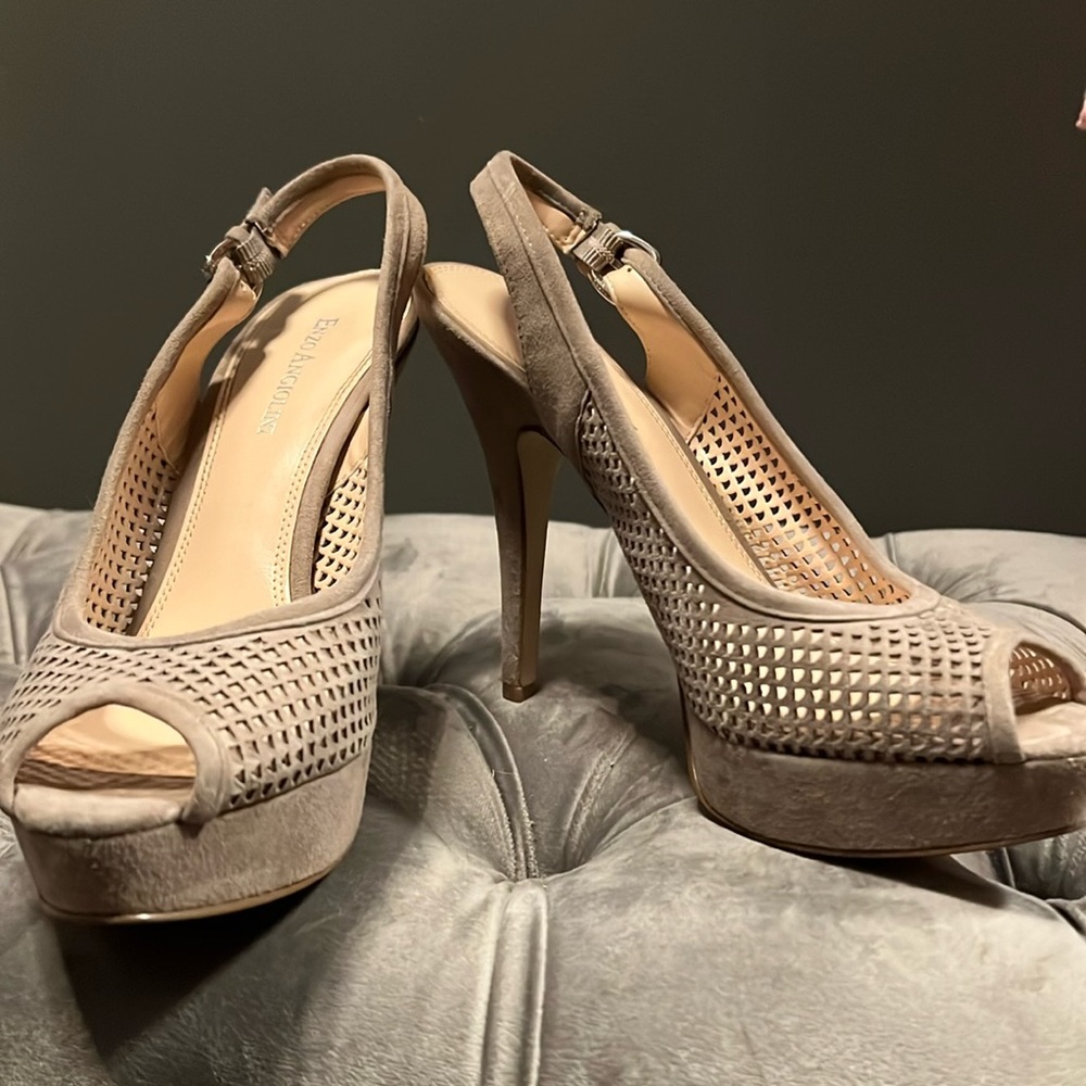 Enzo Angiolini Grey Suede Heels